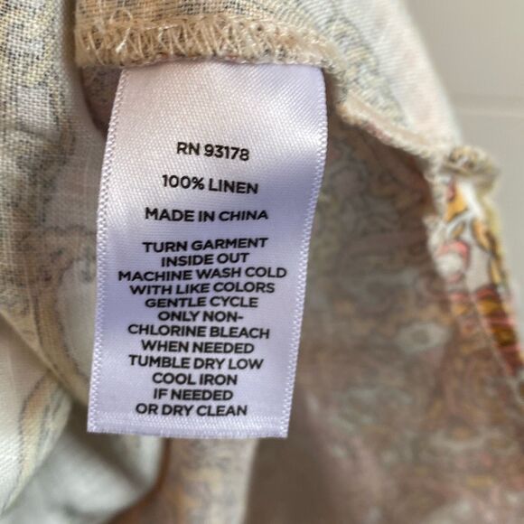 Magaschoni 100% Linen Orange Yellow Wrap Midi Dress, Size Small - Picture 9 of 12